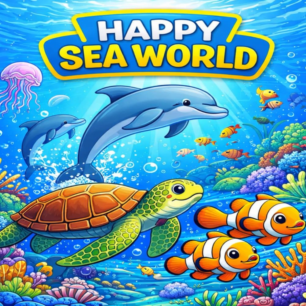 Happy Sea World Coloring Books for Kids: A Fun Underwater Coloring Adventure with Cute Sea Animals for Kids Ages 4–8