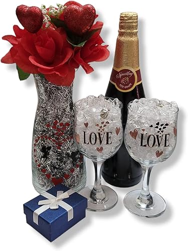 Queen Unique Love Collection, decorativo, San Valentín, aniversario, compromiso, día de la madre, 13 onzas, juego de regalo de 2 piezas