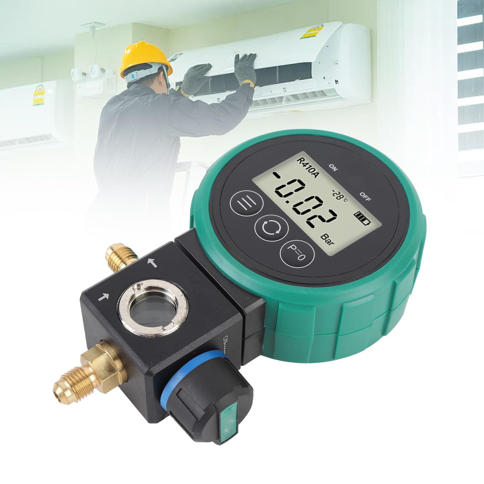 Fafeicy Juego de Manómetro Digital HVAC con Manguera y Adaptador, Medidor de Presión de Refrigerante de 0-5 MPa para Aire Acondicionado, Recarga de Vacío y Recuperación