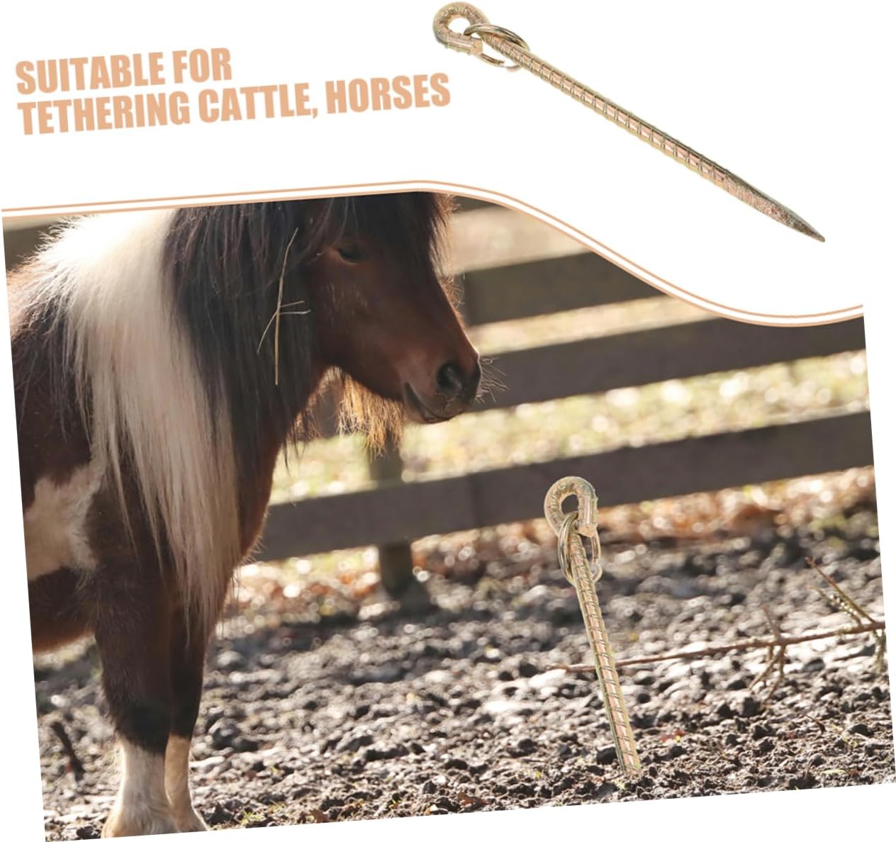 Iron Dog Tie Out Stake Metal Ground Stake Outdoor Rebar Holder for Tents for Animal Tethering