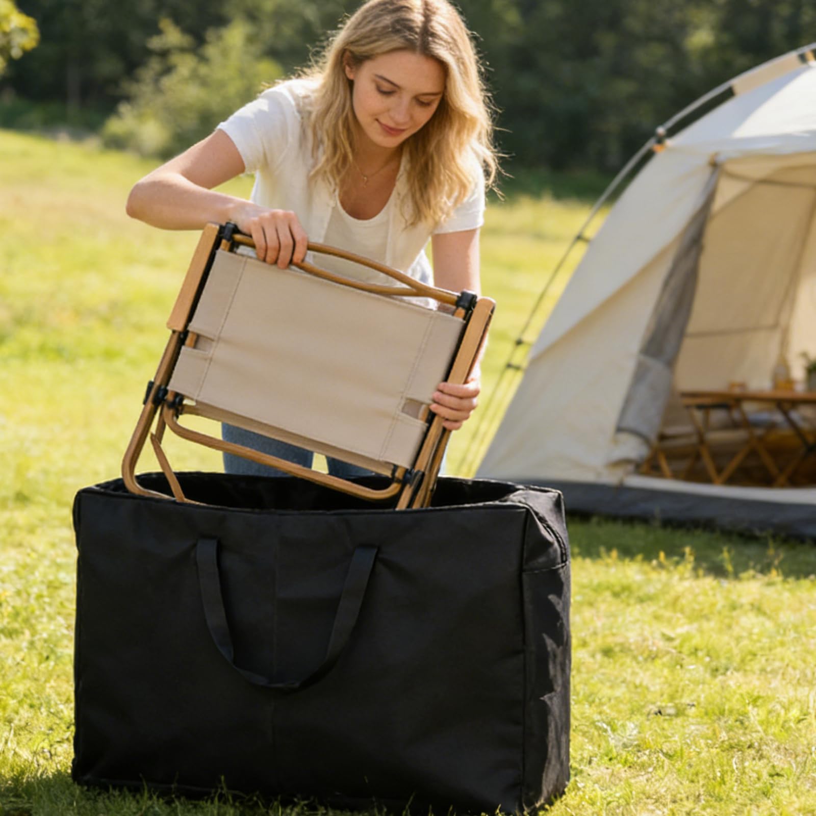 Sac de rangement pliable pour fauteuil roulant 72 x 28 x 106 cm, Grand sac de rangement pour chaise de jardin de transport portable housse de protection 600D imperméable, résistante pour pliantes