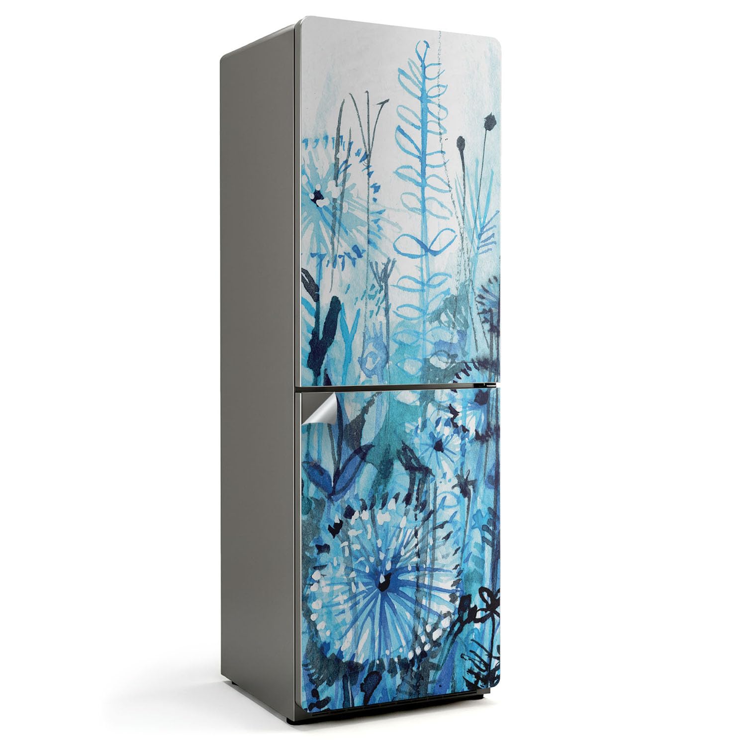 Autocollant déco réfrigérateur à fleurs pour rénover une cuisine ouverte moderne