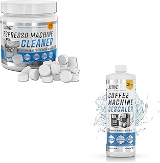 ACTIVE Espresso Machine Cleaner and Coffee Machine Descaler - Includes 120ct Espresso Maker Cleaning Tablets and 32oz Coffee Maker Descaling Solution