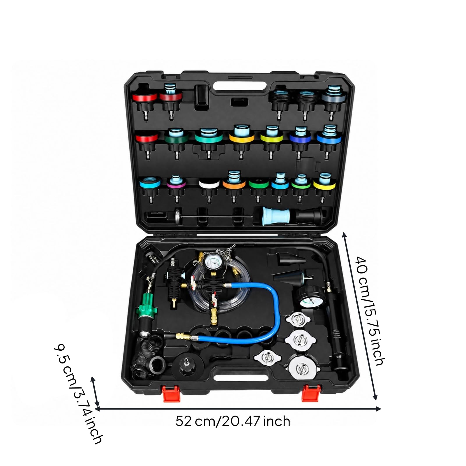 46 Piezas Kit Comprobador Presión Radiador Portátil Herramienta Prueba Presión Radiador Rápido para Mecánicos Automotrices