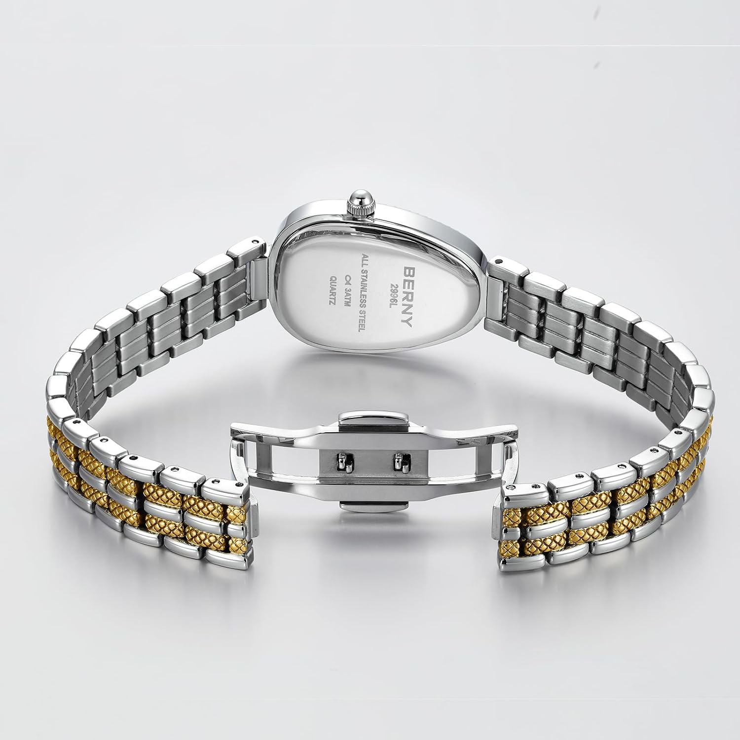 BERNY Silver and Gold Watches for Women, Dainty Two-Tone Ladies Wrist Watch, Vintage Serpent Series Watch, Women’s Luxury Birthday Gifts, Japanese Quartz Movement All Stainless Steel 3ATM Waterproof