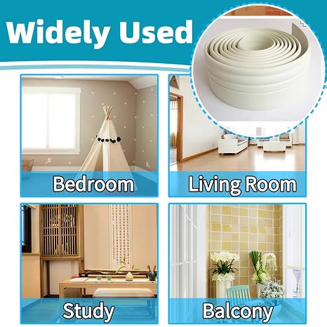 Flexible Baseboard Molding Trim, Peel and Stick Rubber Wall Base Moulding Trim, 3.8Inch x 16.4Feet Self-Adhesive Vinyl Wall Base Cove Base (Creamy White)