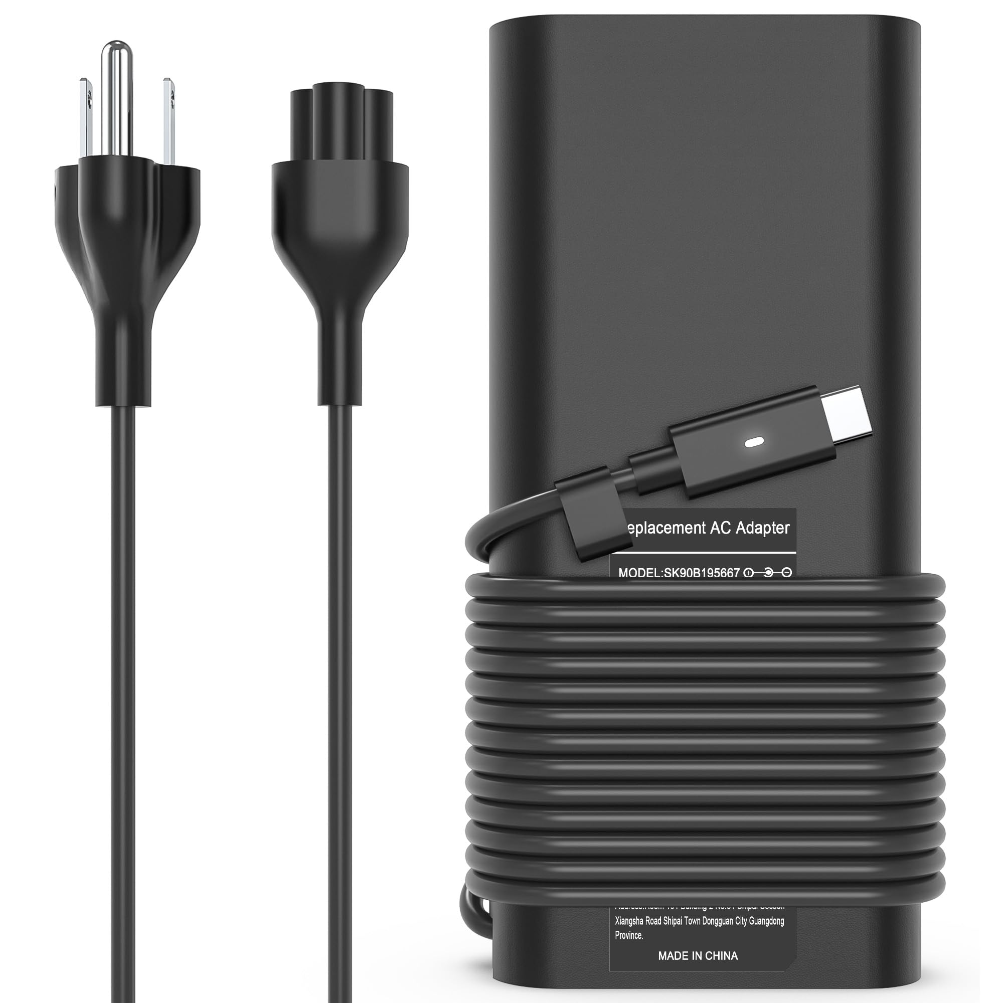 Caricatore USB C per computer portatile, 130 W, caricatore rapido universale, compatibile con Dell Latitude, XPS, Precision, 120 W, 100 W, 90 W, 65 W, 45 W, tutti i dispositivi USB-C