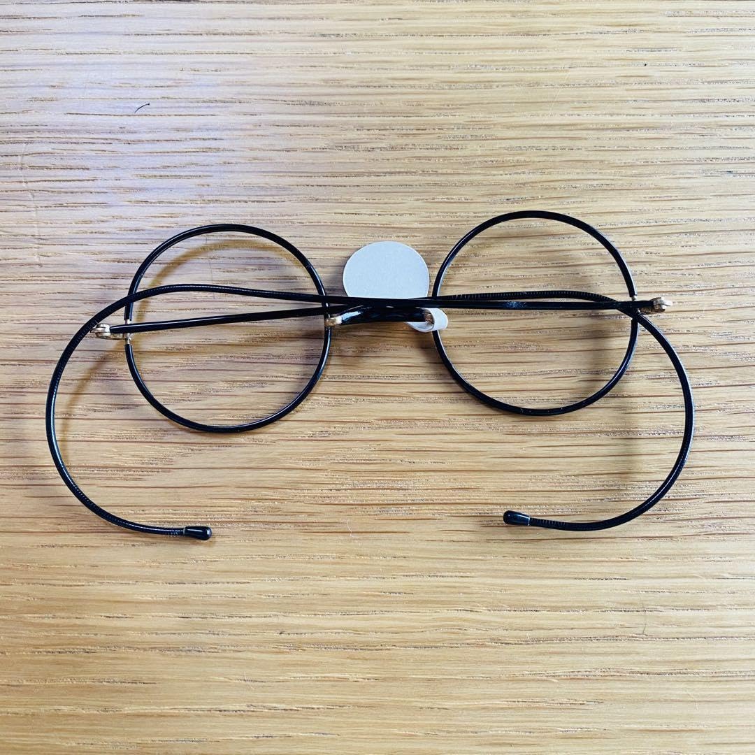 Amazon.co.jp: アンティーク 黒×金色 一山式 黒縁 丸眼鏡 昭和