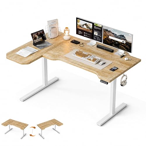 Grandder 47" L Shaped Standing Desk, Electric Height Adjustable Corner