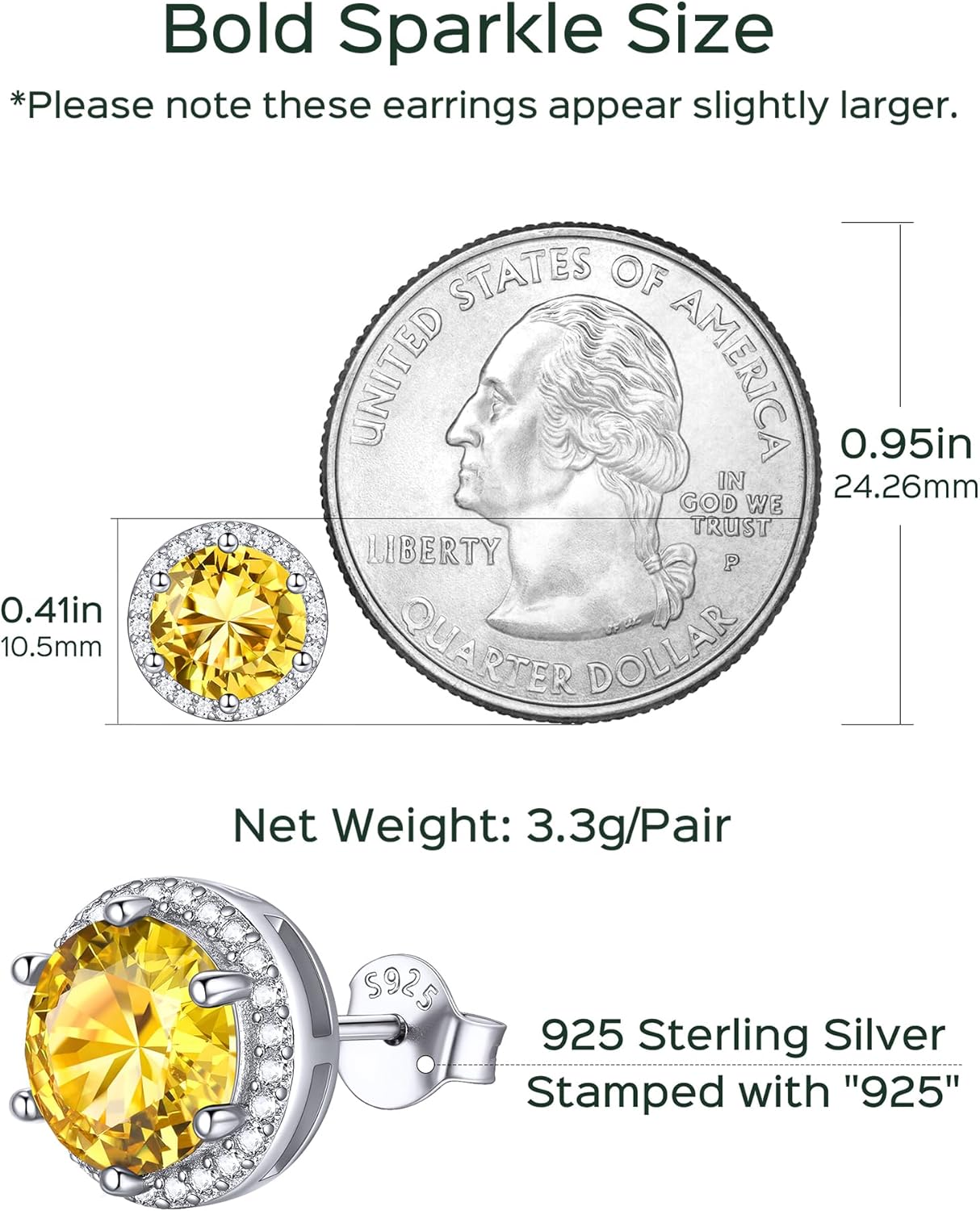 ChicSilver 925 Sterling Silver Birthstone Earrings for Women, 8MM/2 Carat Heart & Round Cubic Zirconia Stud Earrings, Hypoallergenic Jewelry, Ideal Birthday or Christmas Gifts - Image 5