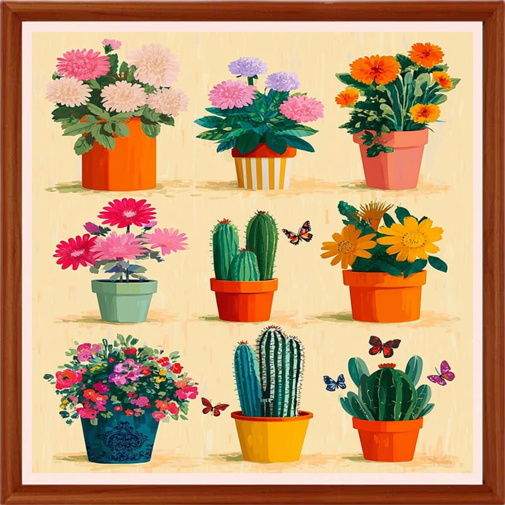 Hopeart Stamped Cross Stitch Kits for Beginner Embroidery Kits for Beginners Adults DIY 11CT Cross Stitch Patterns Needlepoint Kits Crossstitching Kits-Colorful Flower Bonsai 18x18 inchs