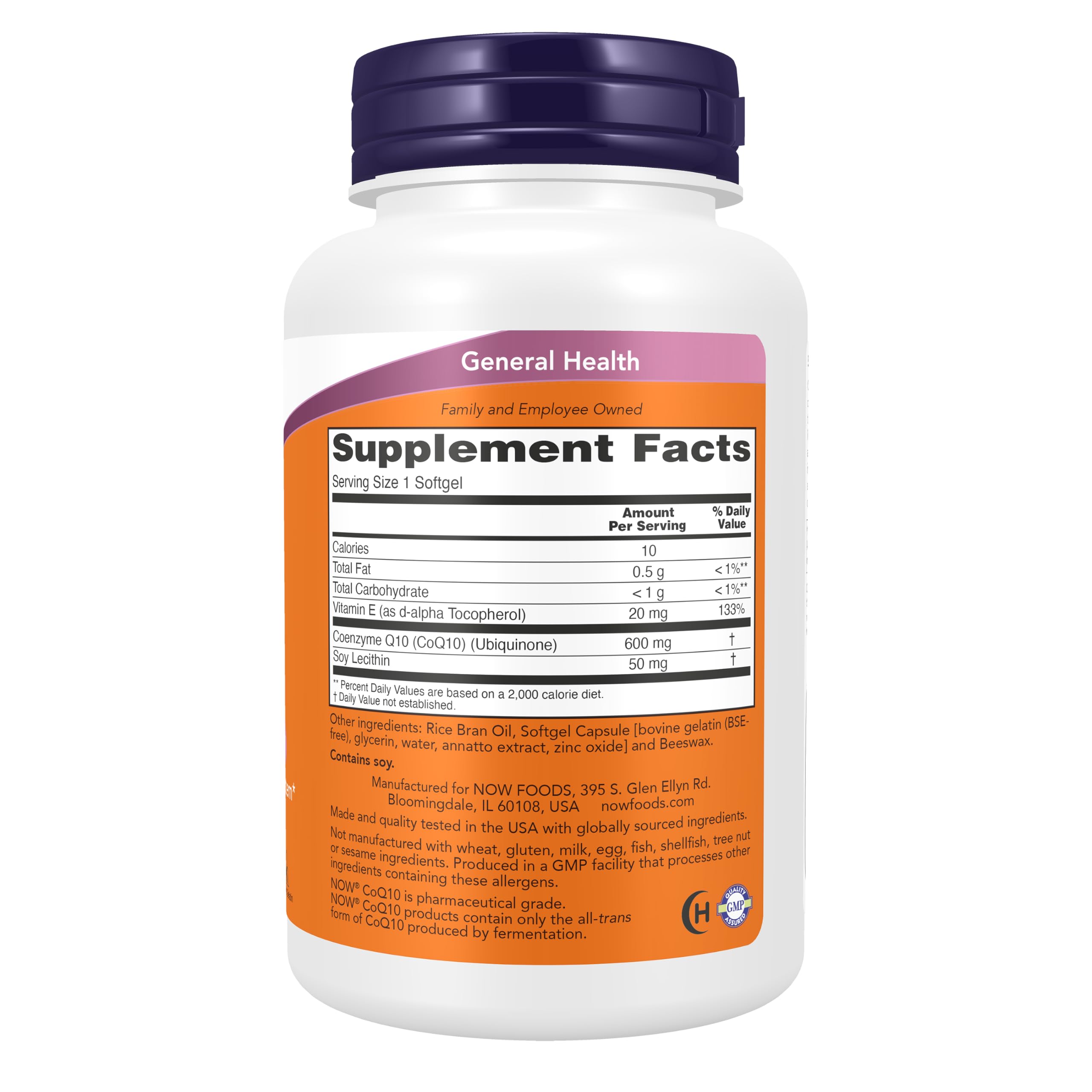 NOW Supplements, CoQ10 600 mg, with Vitamin E & Lecithin, 60 Softgels — Amazon image 2
