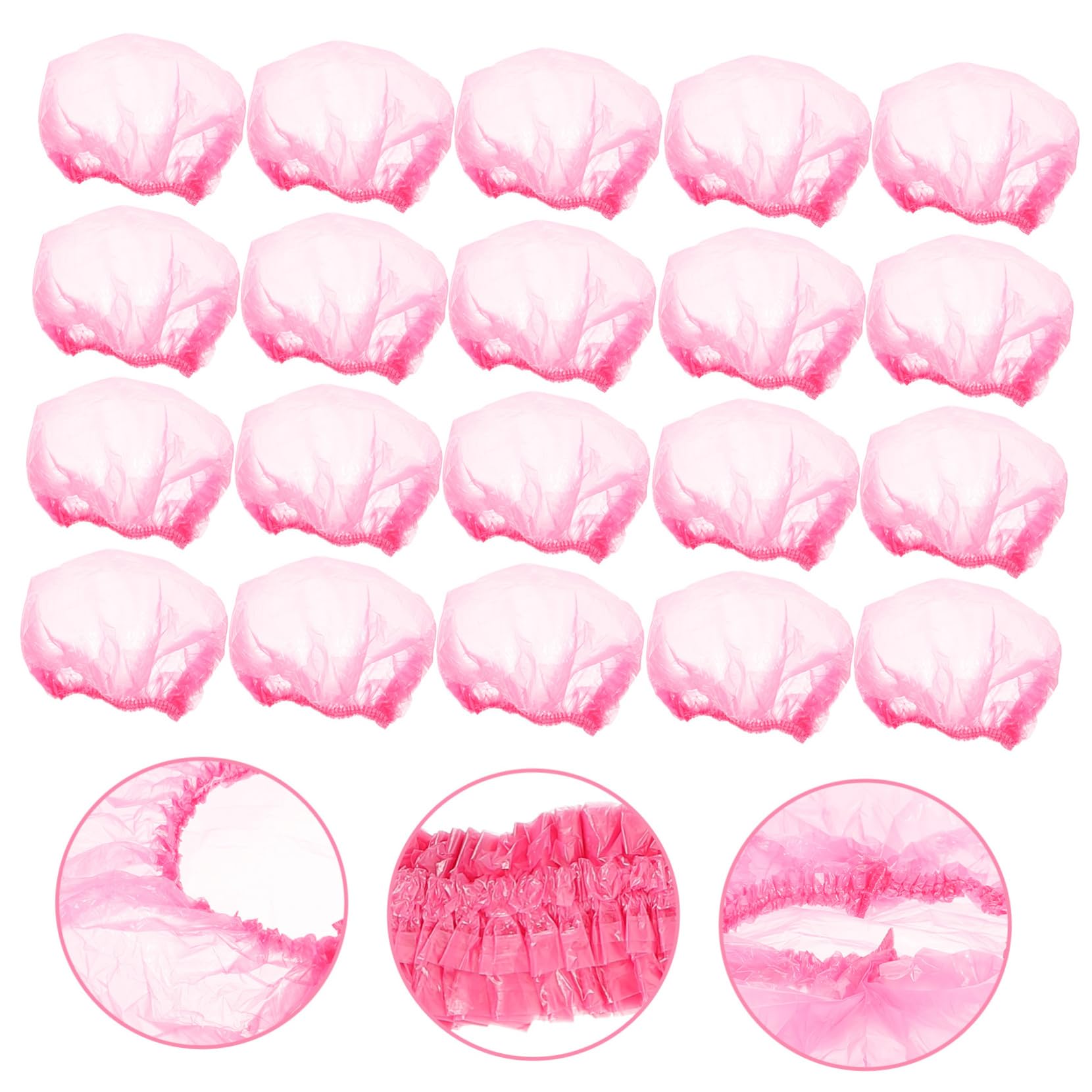 PLAFOPE Einweg Duschhauben 44cm 500 Stück für Damen aus Kunststoff Leicht Elastisch Rosa Farbe für Bad und Gesichtspflege