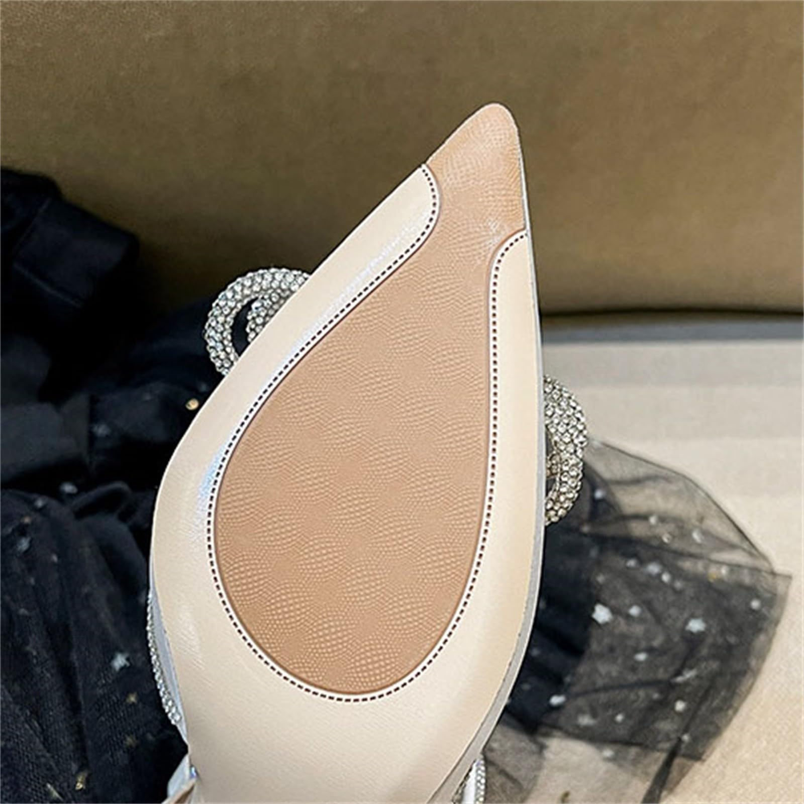 Scarpe estive da donna, eleganti, per matrimonio, con punta a spillo | Slingback, scarpe da sposa con strass, comode scarpe con tacco alto, in pelle, con glitter, scarpe da sera per matrimoni e