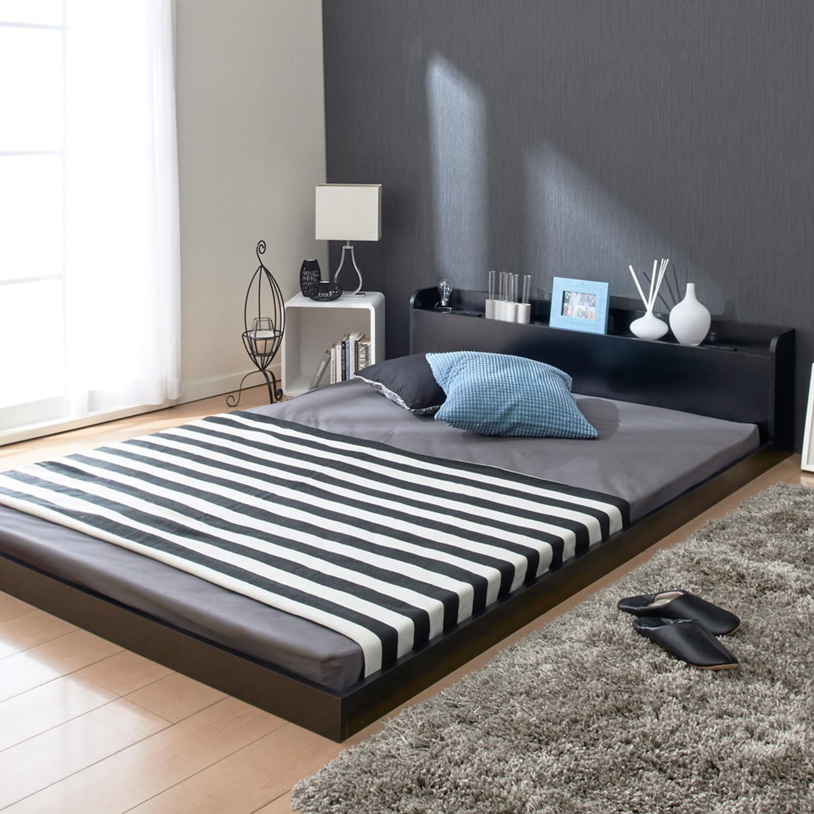 通気性良し！お買い得フロアベッド【シングル　ブラック】 通気性良し！お買い得フロアベッド【シングルブラック】