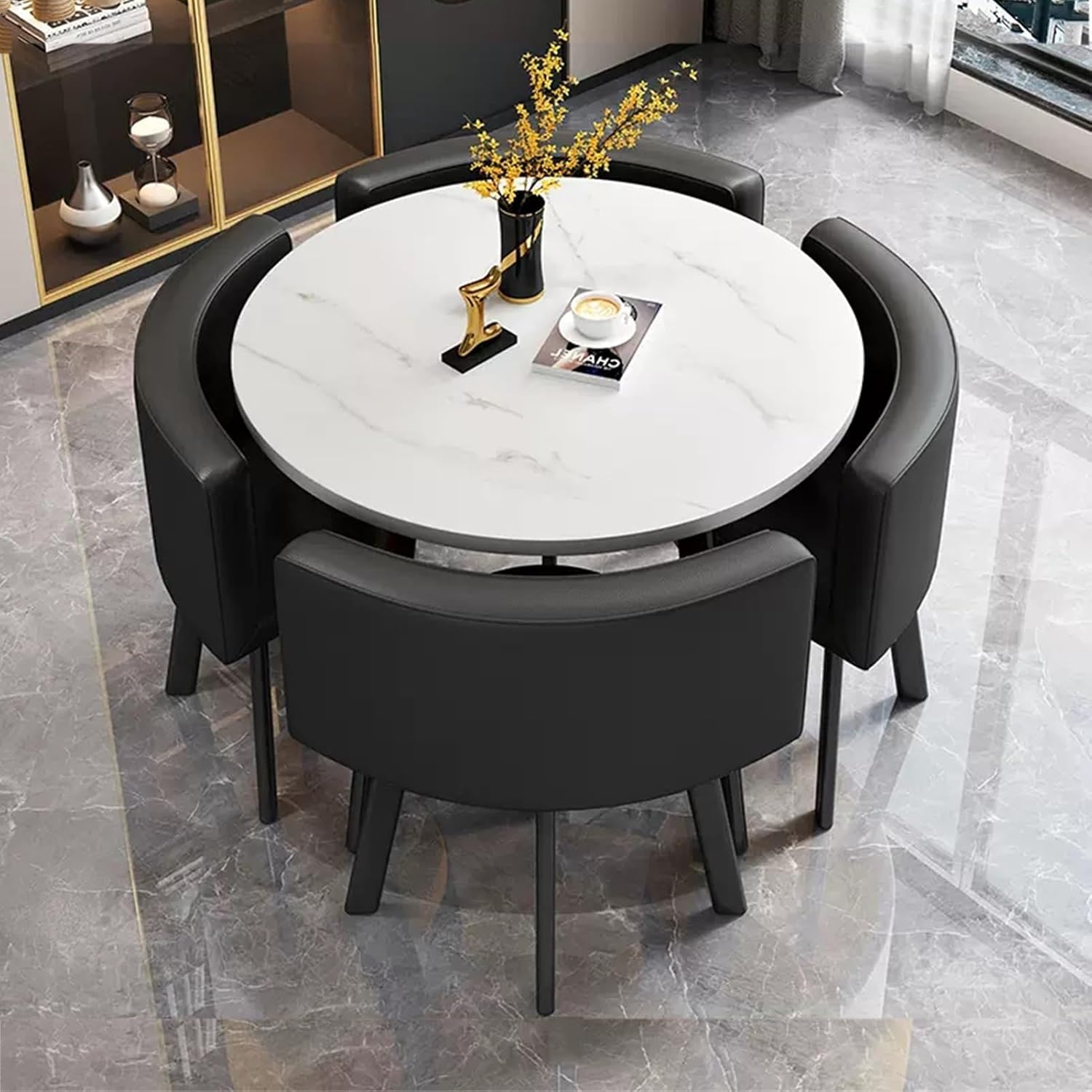 Negotiation Table, Office Reception Room Club Table and Chair Set, Conference Room Tables, Cafe Balcony Living Room Kitchen Dining Table,for Home Office Dining Room Living Room(White-17)