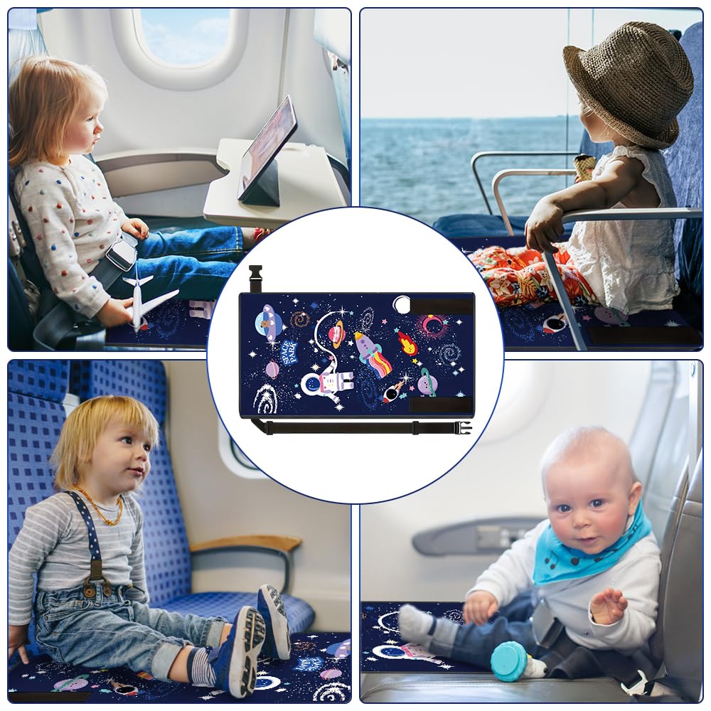 Letto a forma di aeroplano, letto per bambini, con design antiscivolo e adesivi, letto per bambini, estensore per sedile aereo, essenziale da viaggio per bambini (blu)