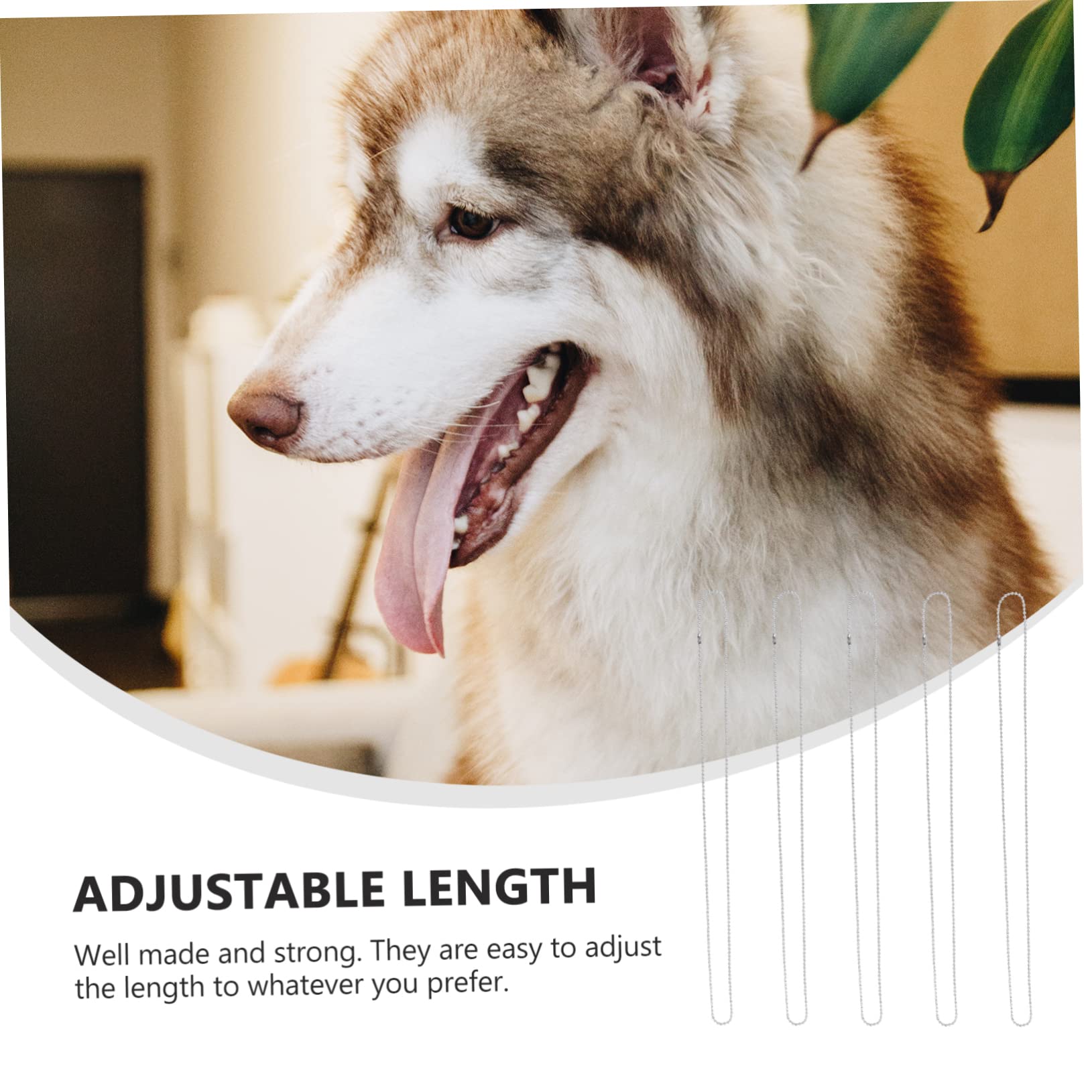 Toddmomy Dog Ball Chain Necklace 5pcs Pet Tag Ball Bead Chains Choker for Pet Jewelry