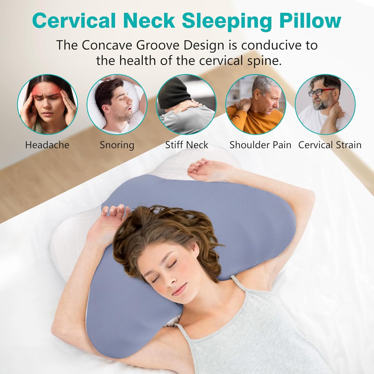 Cozyhealth Cervical Pillow for Pain Relief Sleeping, Ergonomic Contour Memory Foam Neck Pillow for Sleeping, Orthopedic Bed Pillow Side Sleeper Pillow Memory Foam Pillows for Back & Stomach Sleepers - Image 2