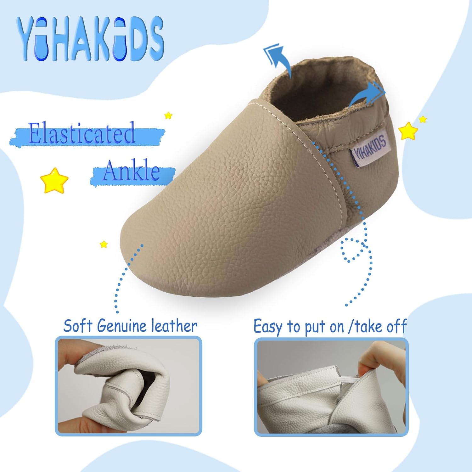 YIHAKIDS Baby Solid Leather Moccasins Soft Suede Sole Infant Toddler Shoes