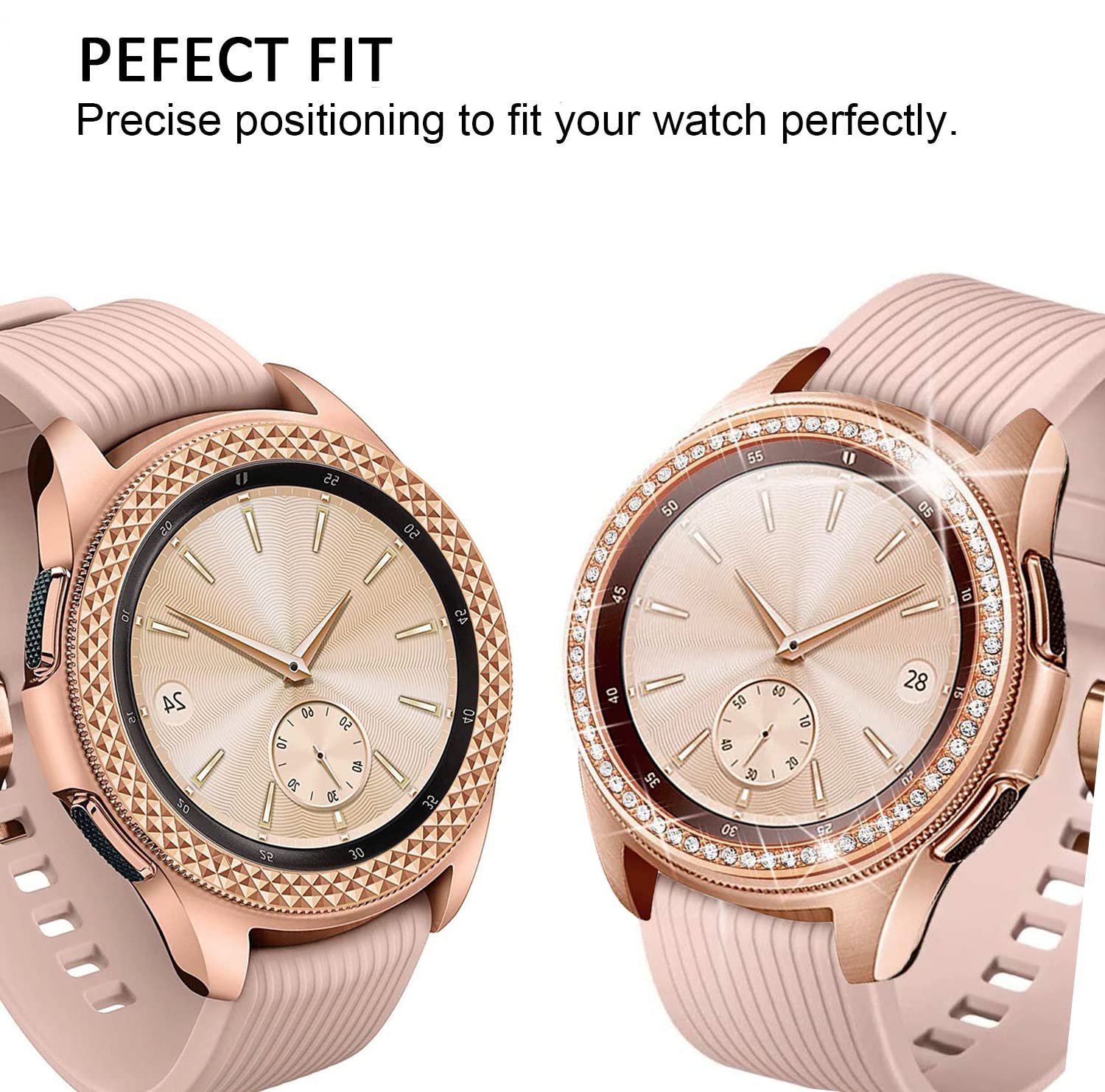 Rhinestone Mesh Band and Crystal Bezel for Smartwatch - Rose Gold 38-49Mm Rose Gold 40mm Apple Watch Band + Case Set with Bling  main image 2