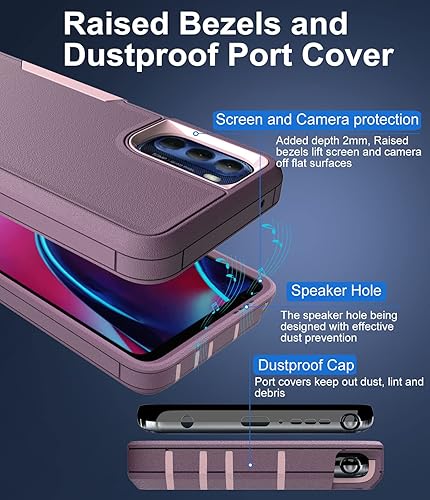 Miniatura 4 de Dahkoiz Funda para teléfono Motorola Moto G Stylus 4G (2022), con protector de pantalla de vidrio templado, cubierta de puerto a prueba de polvo,