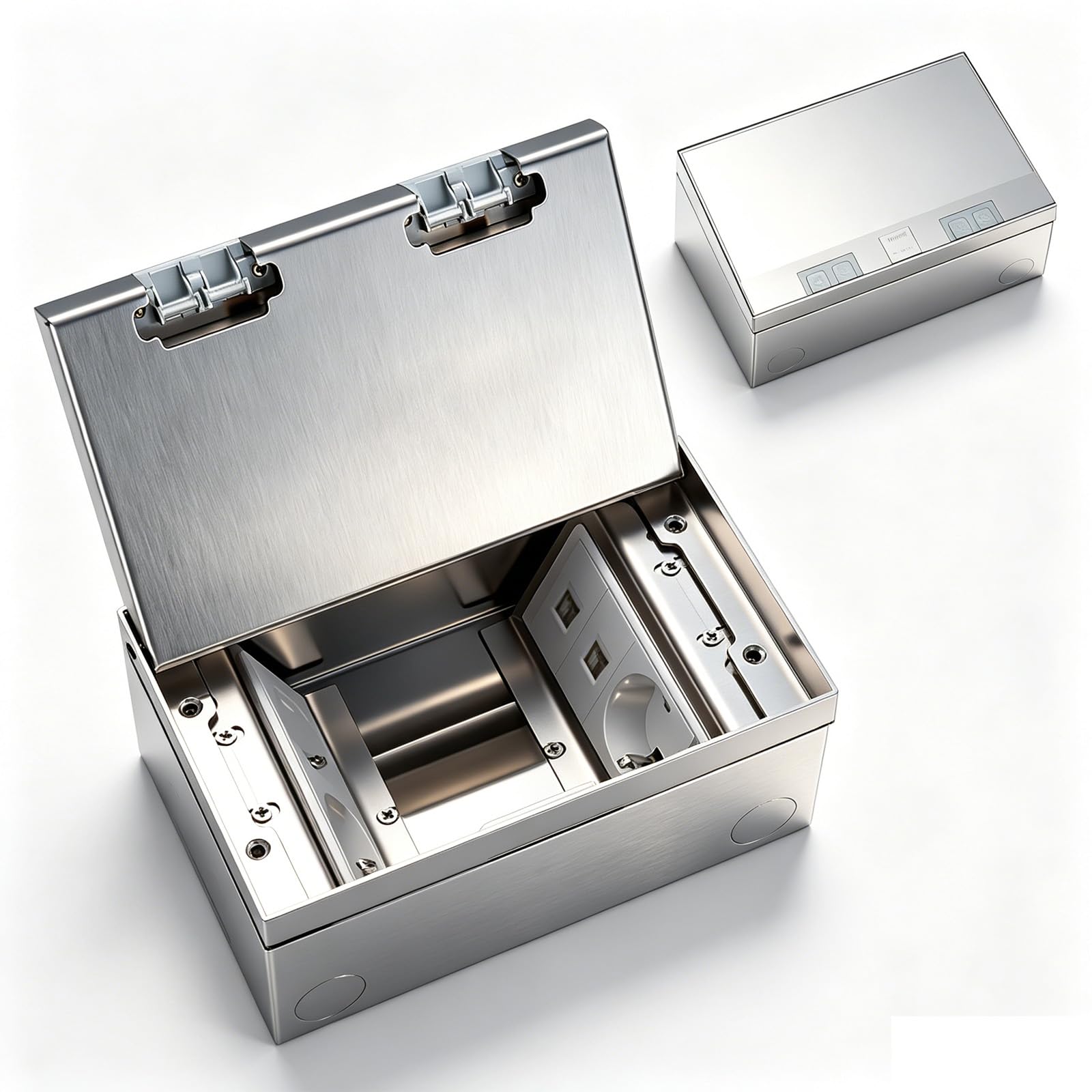 Presa da incasso per serbatoio da pavimento, 4000 W/16 A, 3 prese UE + 2 RJ45 | Presa da pavimento per interni, in acciaio inox, per pavimento, cucina, soggiorno, ufficio