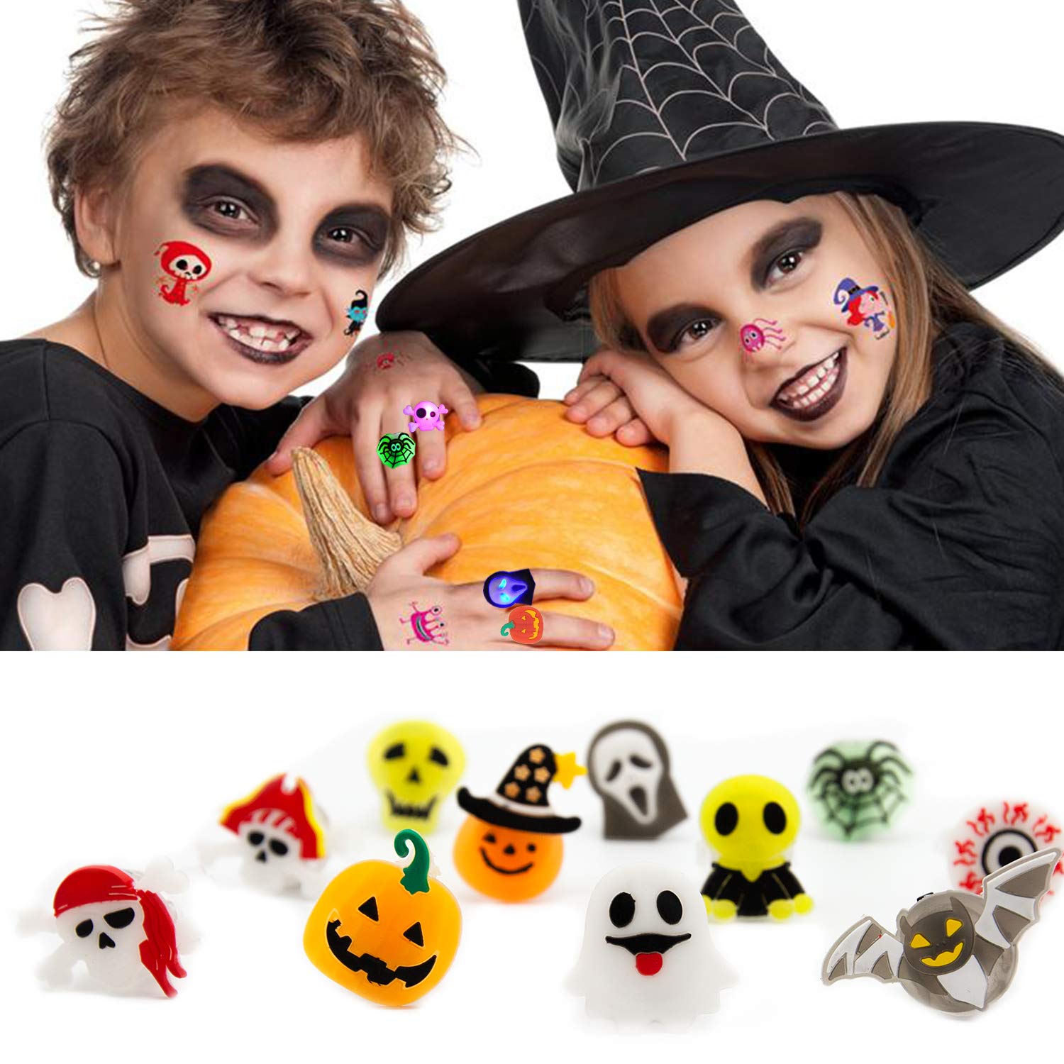 20 Stück Halloween Leuchtringe - LED Blinkringe Für Kinder & Erwachsene - Grusel-Party Accessoires