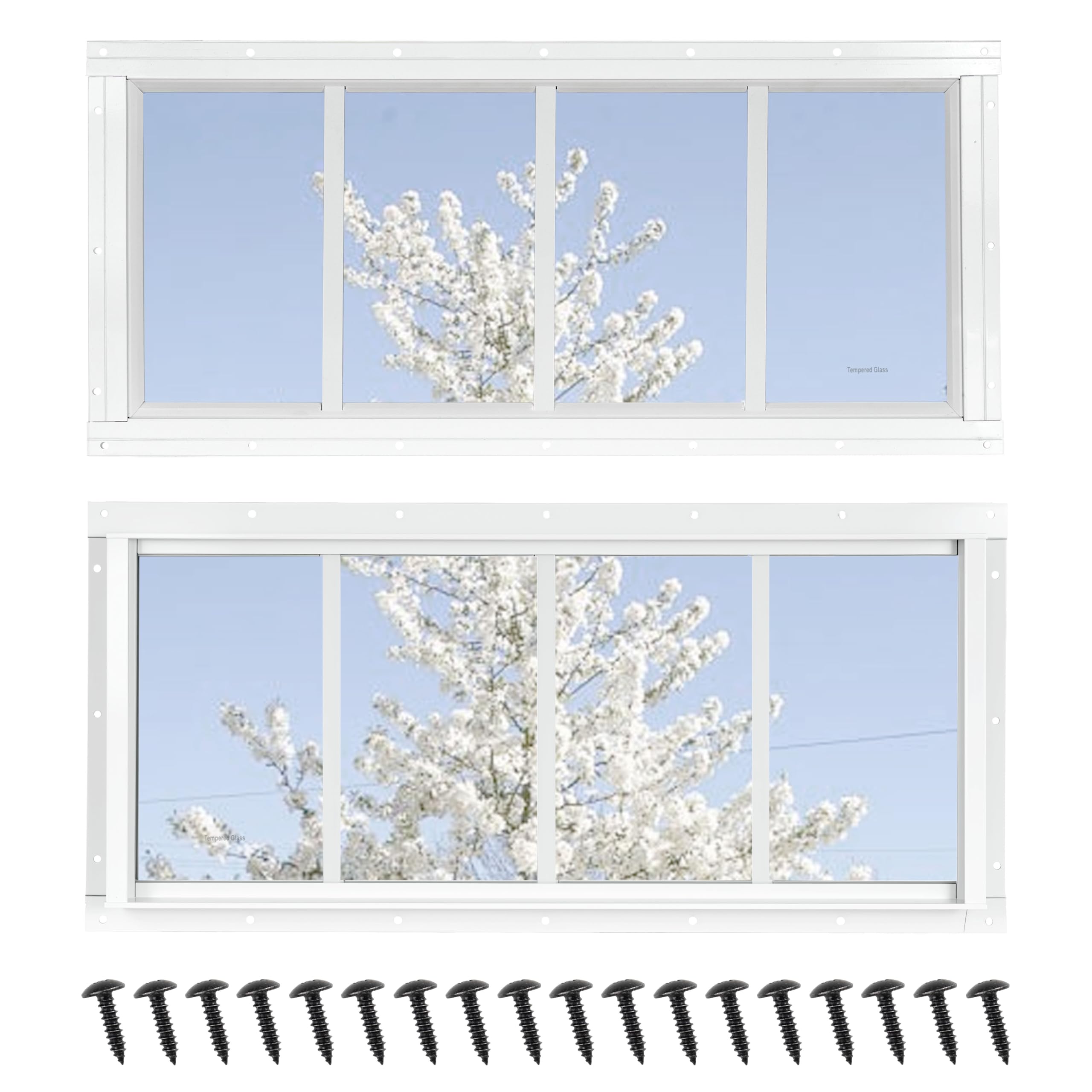 Shed Windows 2 Pack, Fixed Transom Windows 10" x 23" White