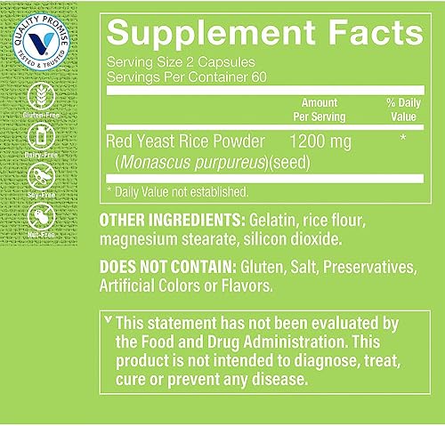 Miniatura 2 de The Vitamin Shoppe Arroz de levadura roja - 1,200 mg (120 cápsulas)
