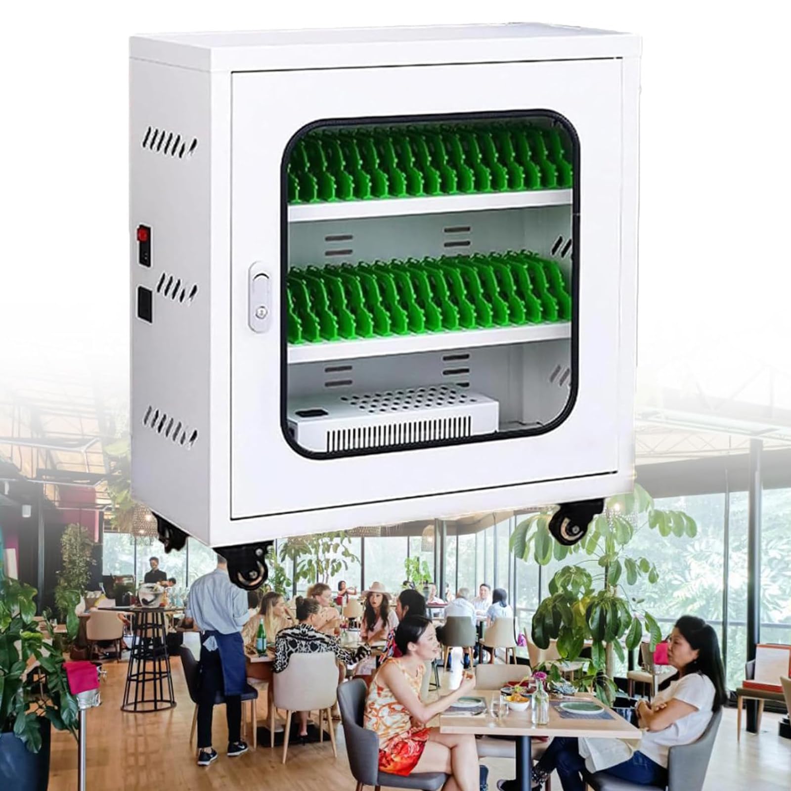 GTHTUHFD Mobile Phone Charging Station Cabinet With 60 Slots Usb Lockers For Schools Churches & Airports Rechargeable Phone Charging Stations On Universal Wheels,60Slots-50Sl,40slots