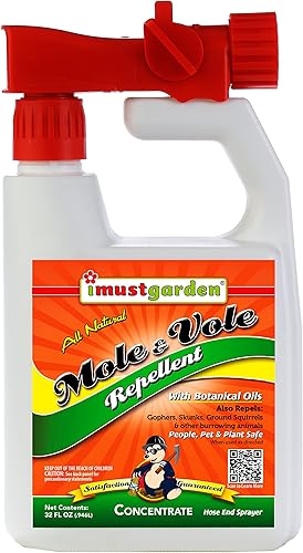 I Must Garden Mole & Vole Repelente Manguera Concentrado Fuerza Profesional - Doble Cobertura - Todos los ingredientes naturales - 32oz