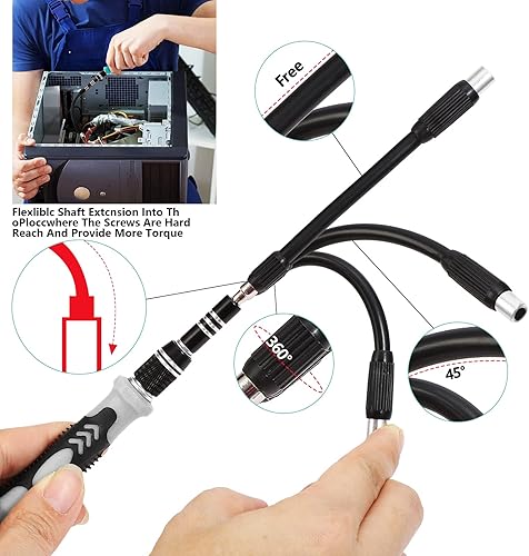 Miniatura 5 de Locimirv Juego de destornilladores de precisión, 138 en 1, juego de destornilladores pequeños magnéticos electrónicos con estuche para reparación de