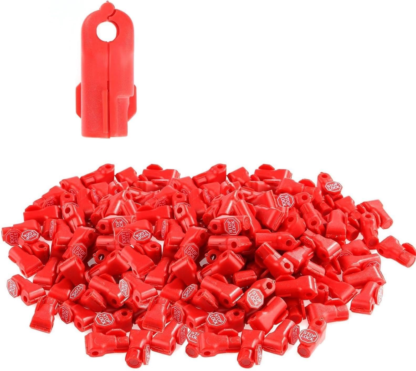 Peg Hook Locks Stop Locks, 100PCS of 6mm Plastic Red Security Anti Theft Display Hook, Designed for Retail Stores, Shops