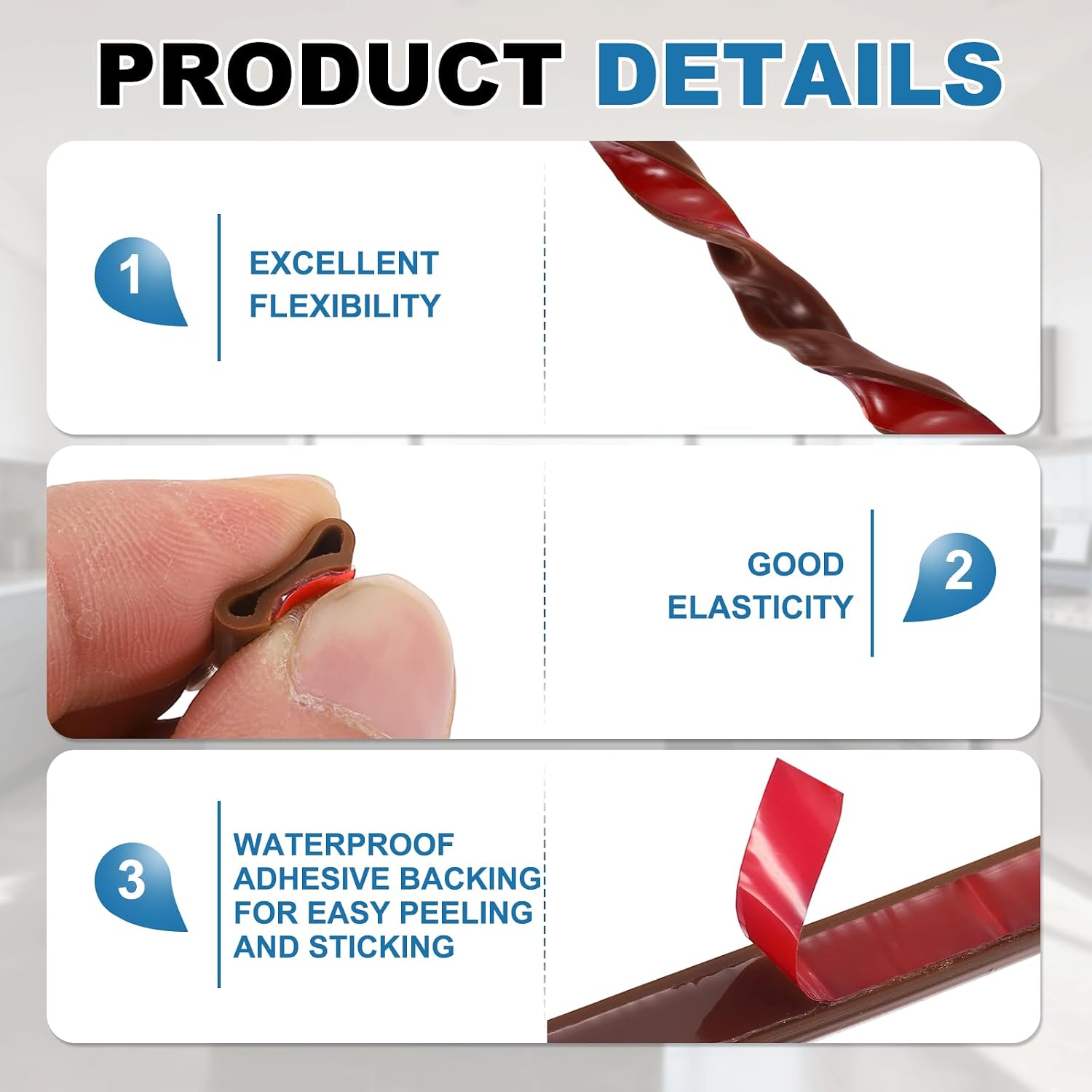 PATIKIL 16.4FT Silicone D Shape Weather Stripping, 2Pcs 3/8" W x 1/3" H Self Adhesive Backing Door Seal for Door Frame Window Insulation RVs Furniture Cabinets, Brown
