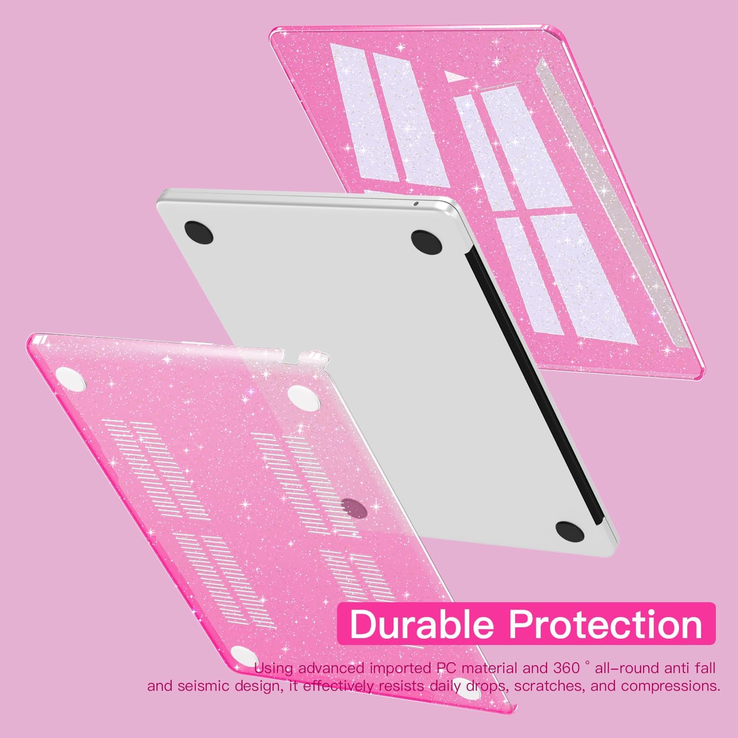 CISSOOK Sparkly Glitter Rose Pink Case for MacBook Pro 14 inch Case M5 M4 M3 M2 M1 Chip 2025 2024 2023 2022 2021 Release Model A3434 A3112 A3185 A3401 / A2918 A2992 / A2779 / A2442 - Image 4