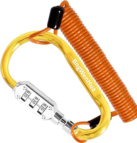 Candado para casco de motocicleta, estilo mosquetón, con bloqueo de casco más cable de recordatorio brillante de 8 pies, para motocicleta, scooter,