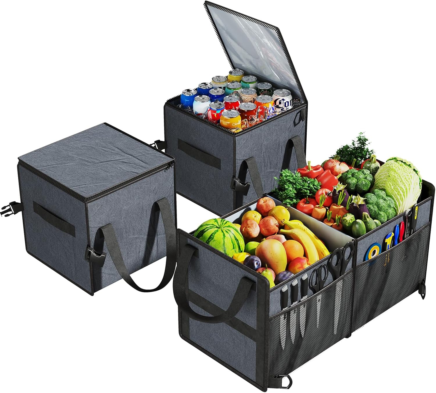 Xcosrack Car Trunk Organizer, Storage with Insulation Cooler Bags for