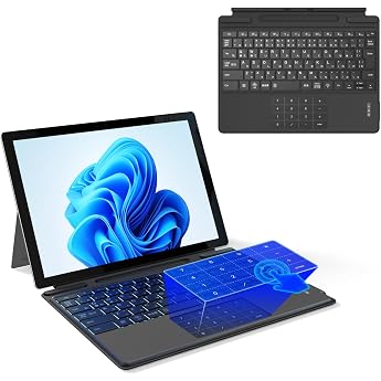 Ewin Surface Pro 8/9/X/10/11 Wireless Keyboard, JIS Standard Japanese Layout, Bluetooth Connection, Large Touch Pad + Numeric