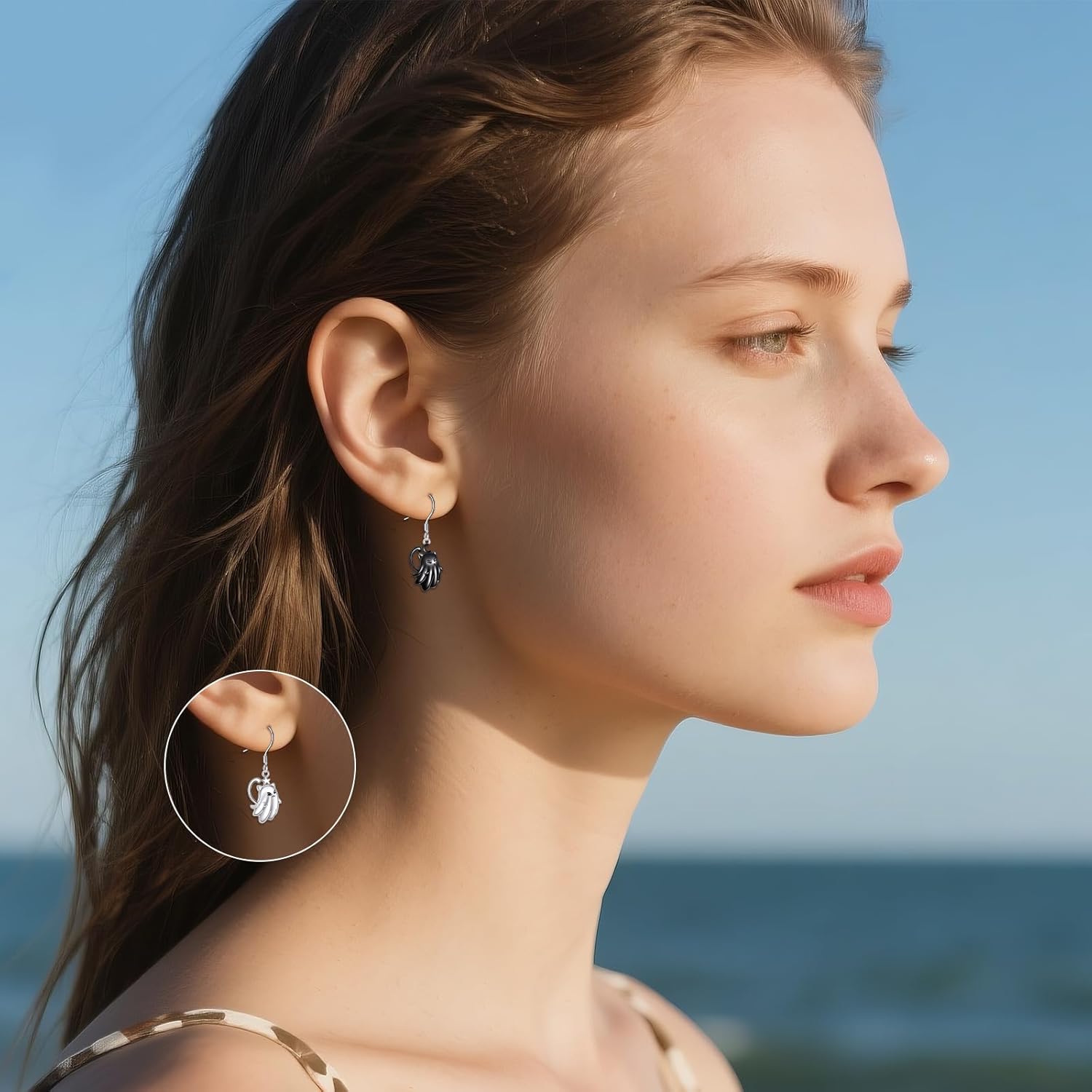 POPLYKE Ghost Cat Drop Dangle Earrings Sterling Silver Cat Dangle Earrings Jewelry Gifts for Women - Image 3