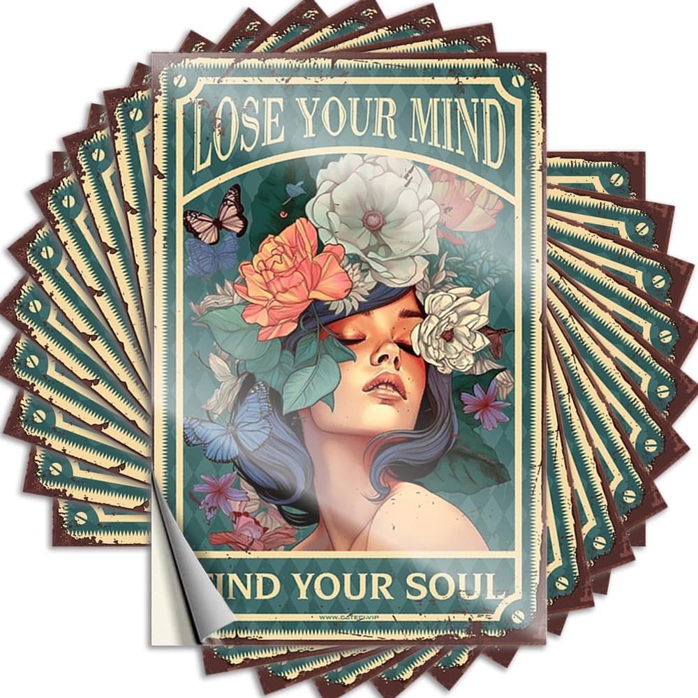 Outdoor Porch Decor Funny Sticker Bumper | Lose Your Mind Find Your Soul Unique Microfiber Sticker Pack(8X12CM)