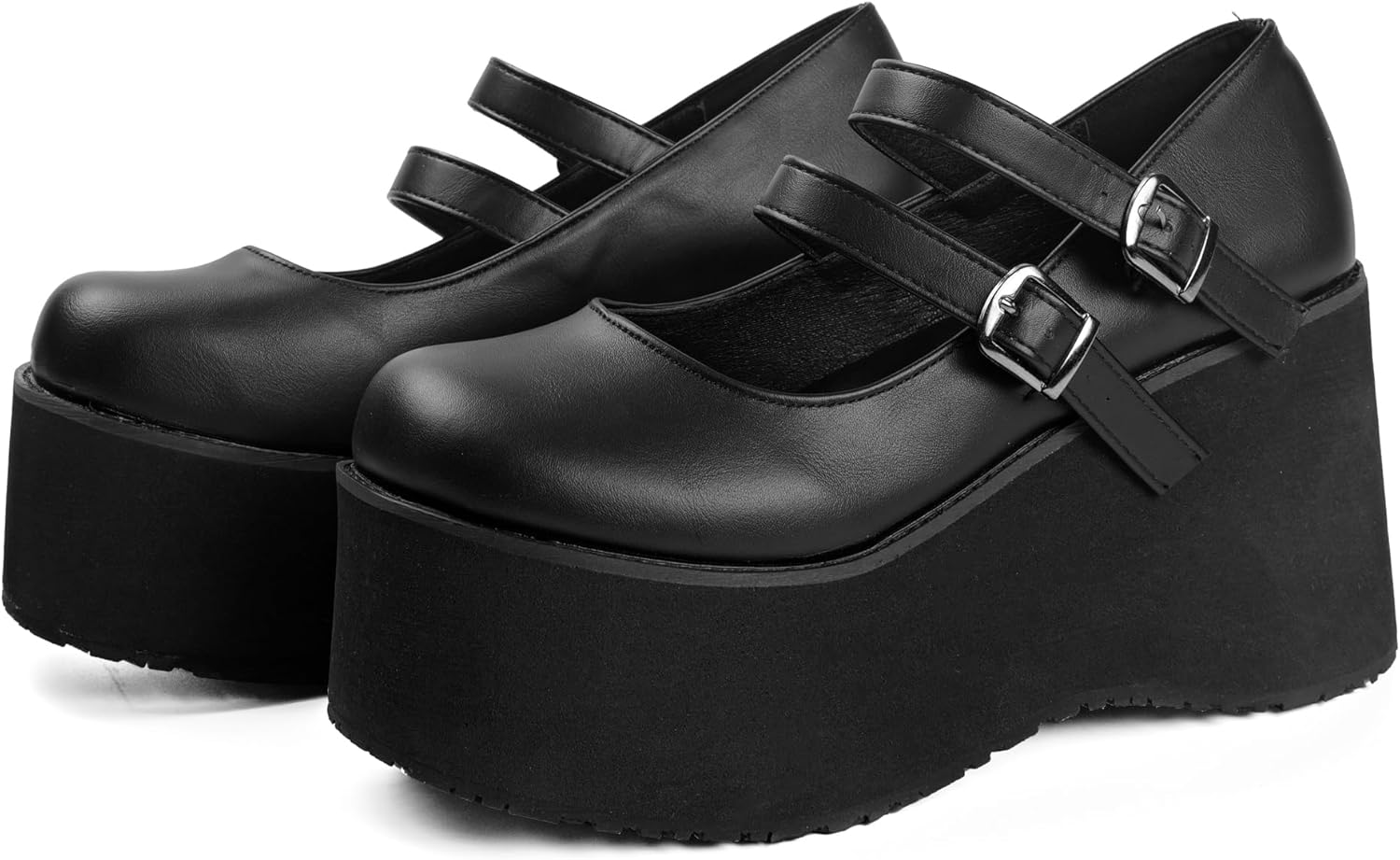 Gothniero Womens Black Platform Mary Janes Goth Lolita Chunky Heel Pumps Gothic Cute Dress Shoes for Women with Ankle Strap Size5.5-10 - Image 5