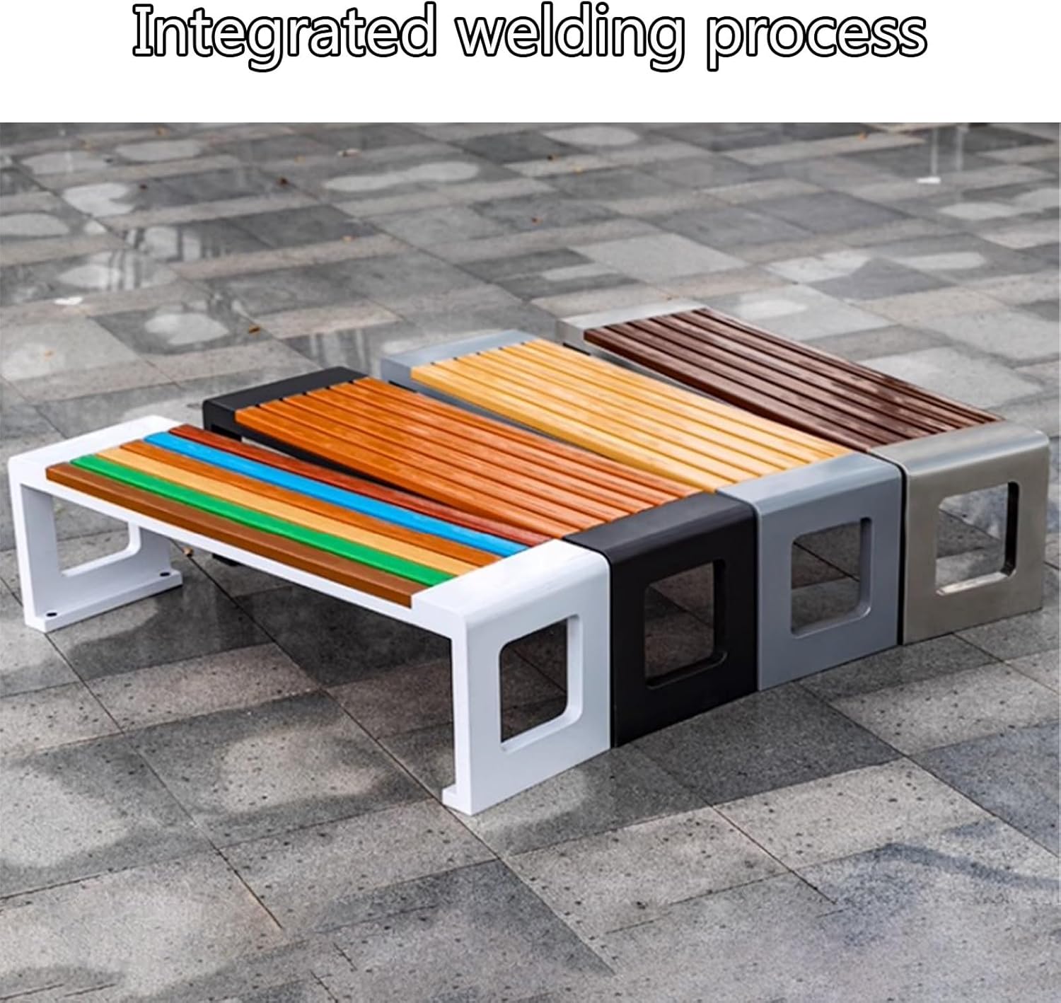 Outdoor Garden Bench, Metal Bench with Slatted Seat, Bench Park, Patio Bench, Backless Bench for Yard, Lawn, Porch(Silver,120cm/47.2in)