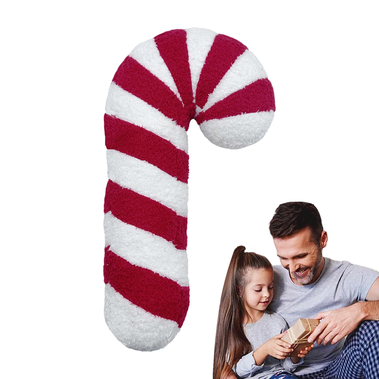Coussin Canne à Sucre De Noël - Oreiller Décoratif En Peluche, Forme De Bonbon, 35 Cm (rose)