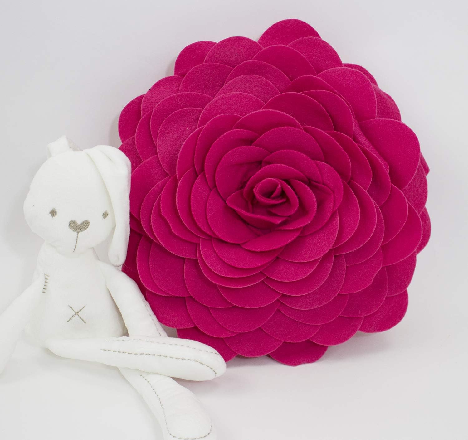 Fennco Styles Eva's Flower Garden Decorative Filled Throw Pillow 13" Round - Fuchsia Floral Accent Pillow for Home, Couch, Bed, Living Room, Holiday and Office Décor