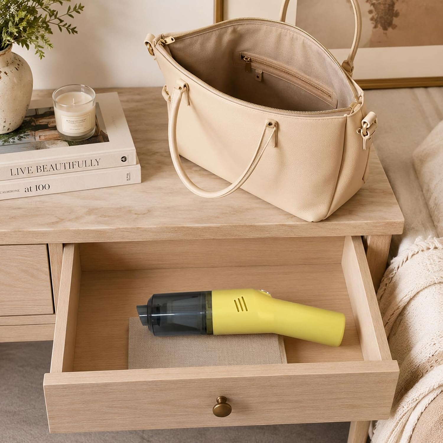 Mini Handheld Vacuum Cordless, Rechargeable Car & Sofa Cleaner, Yellow