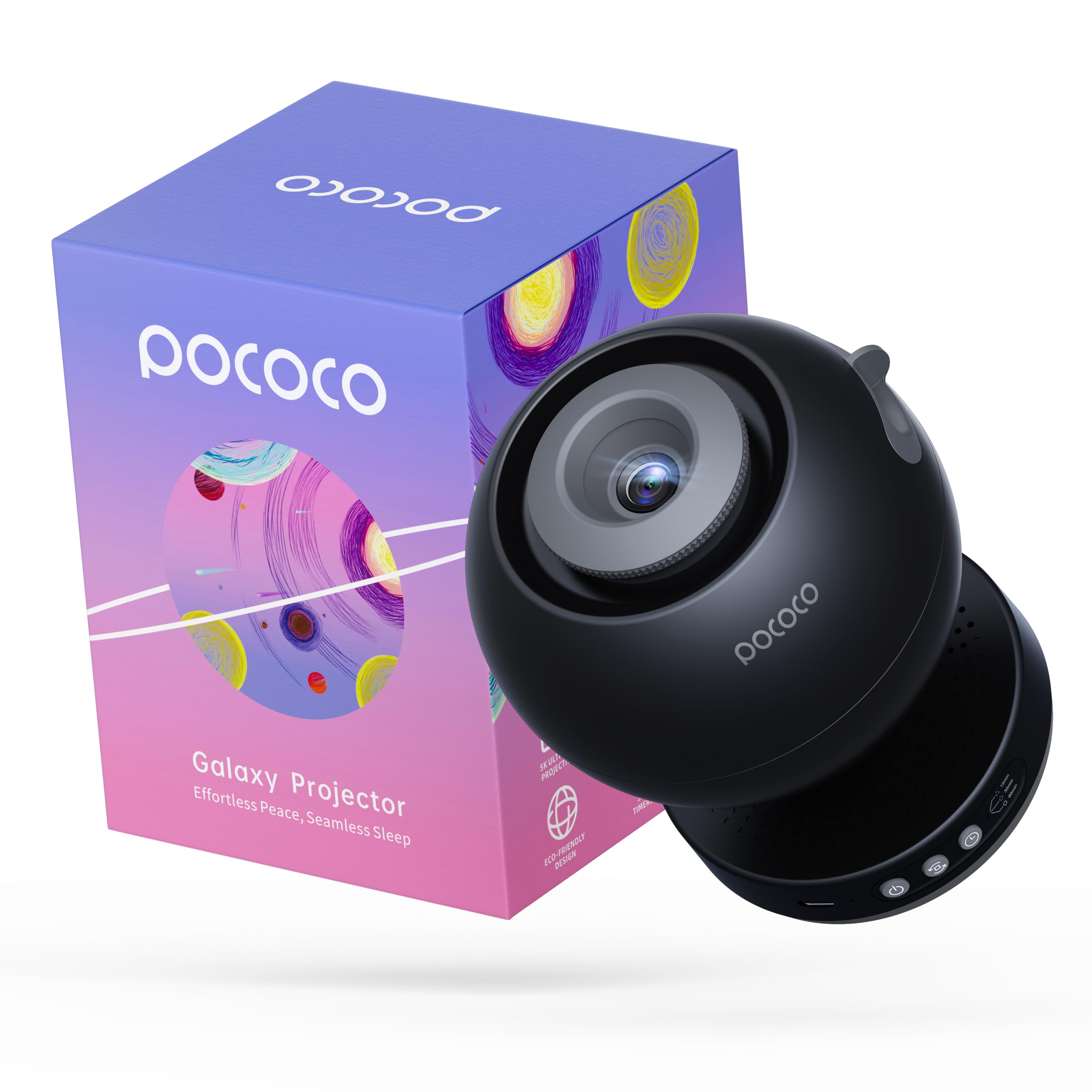 POCOCO Galaxy Star Projector with 2M-Pixel Lens & 5K Discs | Home Planetarium Projector for Relaxation, Study, and Sleep Aid | Includes 2 Films |