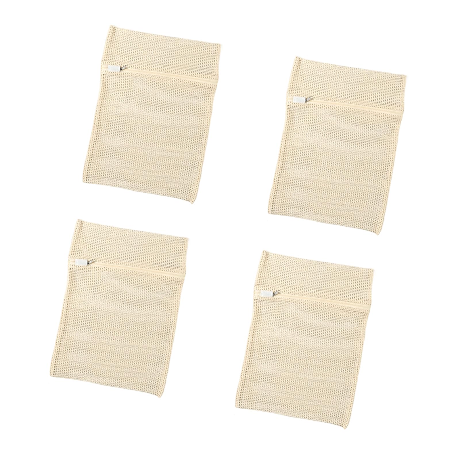 4PCS Thickened Cotton Laundry Bags with Reinforced Zippers, Breathable Mesh Garment Protectors for Delicates, Sweater, Machine Wash Zippered Laundry Bags for Delicates