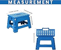 Vista 4 de Utopia Home Taburete plegable con asa, taburete plegable antideslizante de 9 pulgadas, soporta hasta 300 libras, taburete de plástico resistente Azul