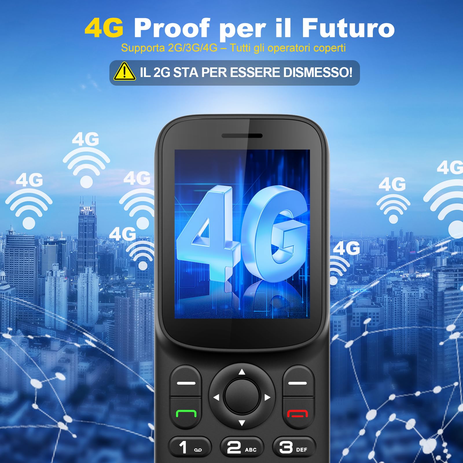 4G LTE Mini Telefono Cellulare per Anziani con Doppio Nano SIM, Compatto